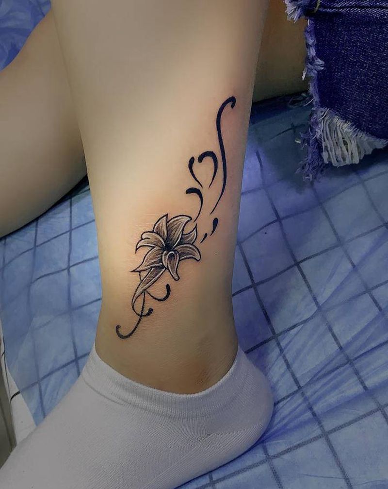 脚踝纹身图片_腿部脚部老传统图腾纹身图案