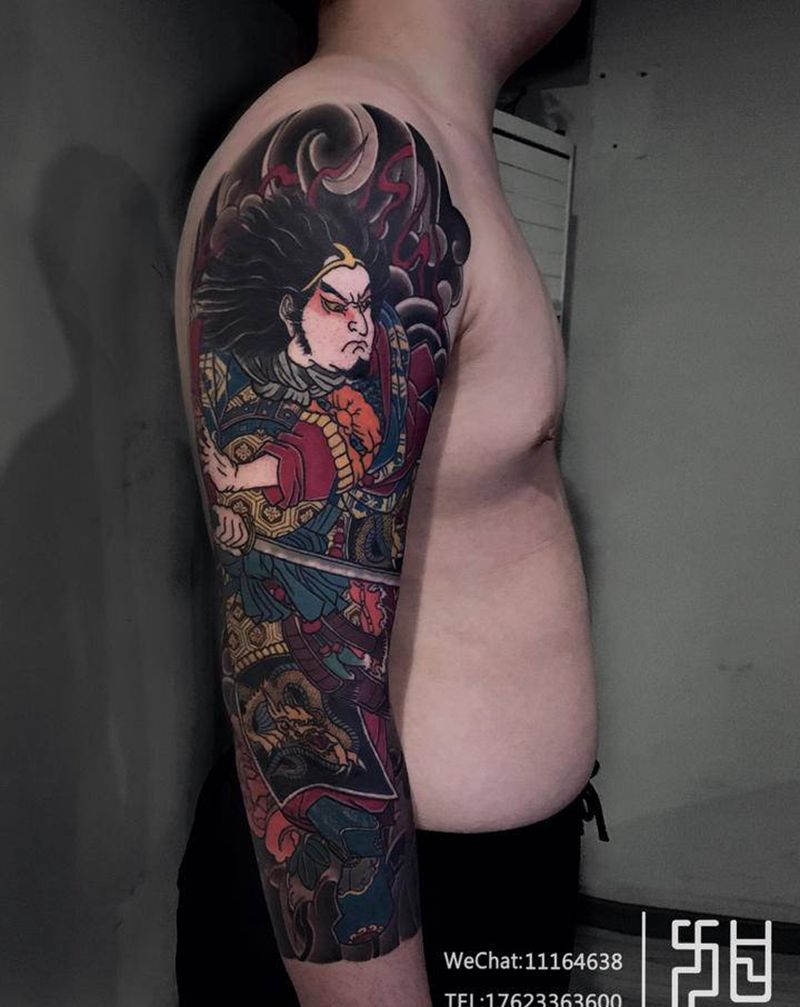 老传统七分袖纹身图片_手臂老传统七分袖花臂老传统纹身图案