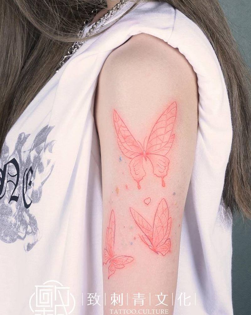 蝴蝶纹身图片_手臂水彩纹身图案