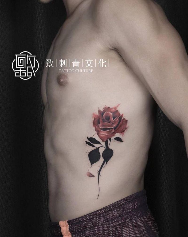 玫瑰纹身图片_欧美写实纹身图案