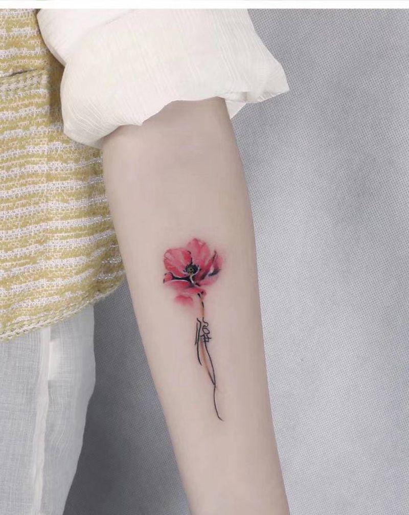 花纹身图片_手臂水墨纹身图案