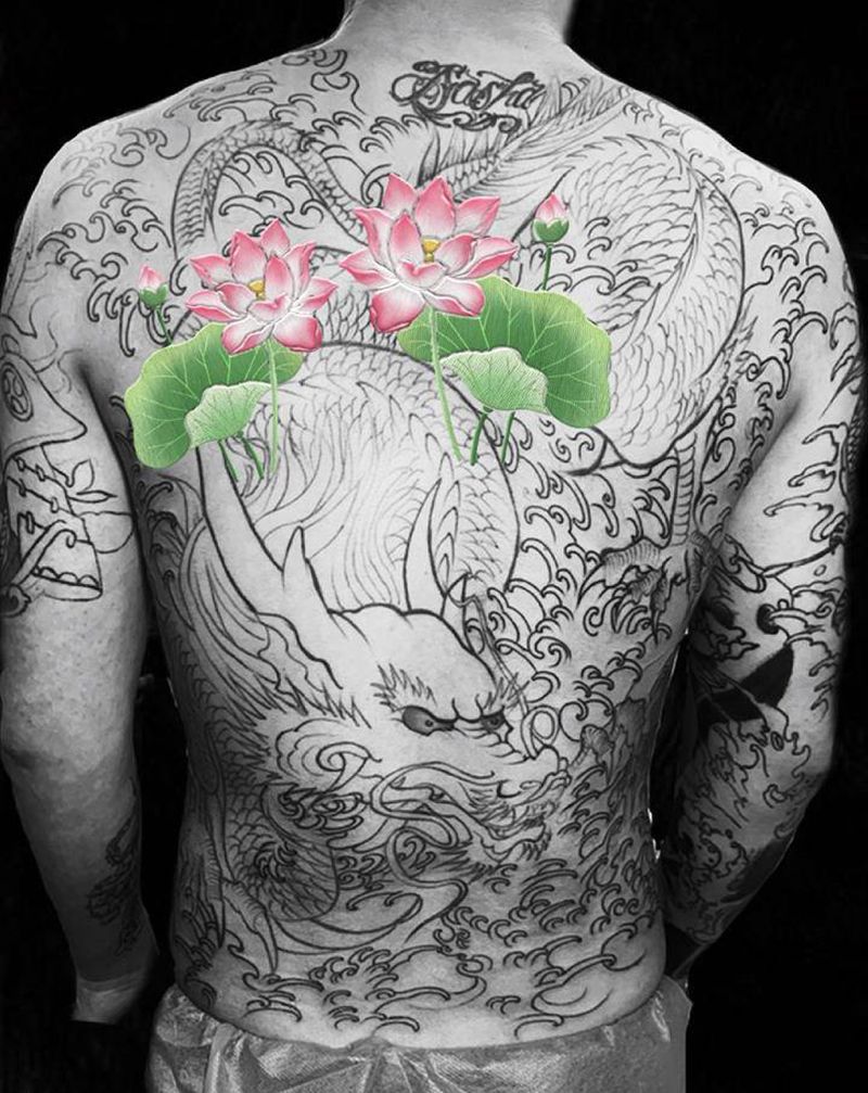 修、加图纹身图片_颈部背部老传统纹身图案