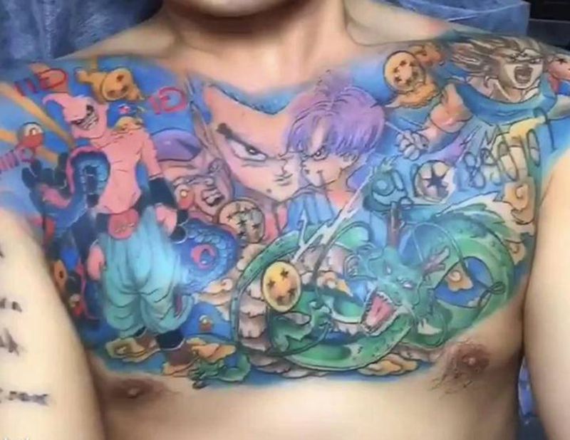 召唤神龙纹身图片_胸部New SchoolOld School动漫纹身图案