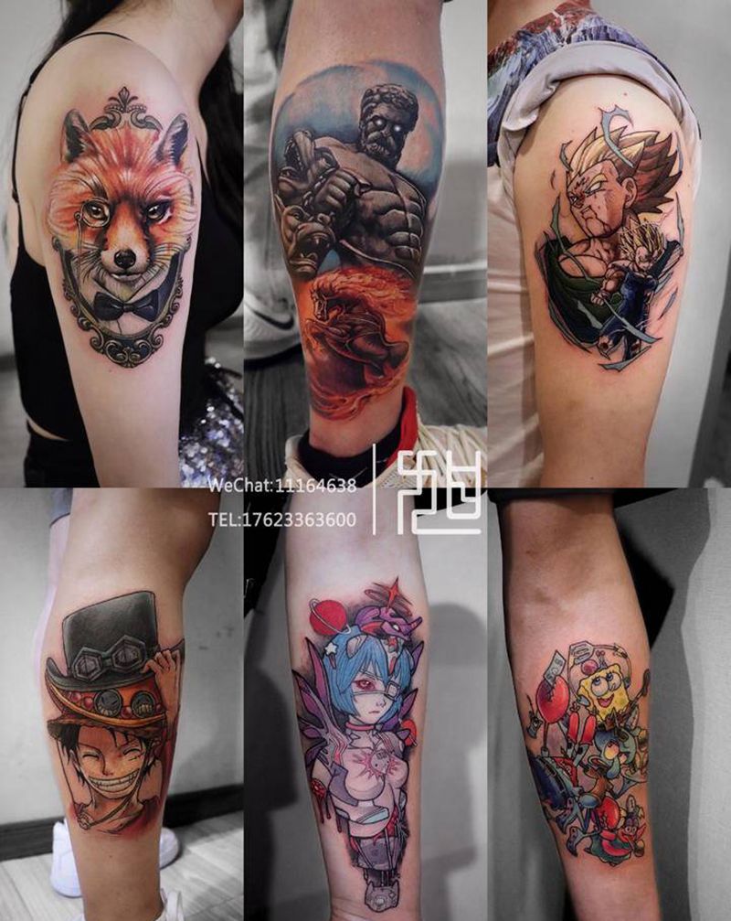 合集纹身图片_手臂New School动漫纹身图案