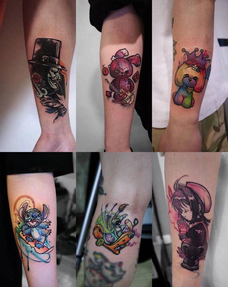 合集2纹身图片_手臂New School卡通动漫小清新纹身图案