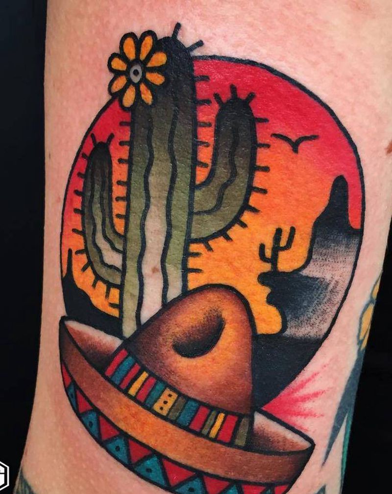 西部风纹身图片_手臂Old School纹身图案