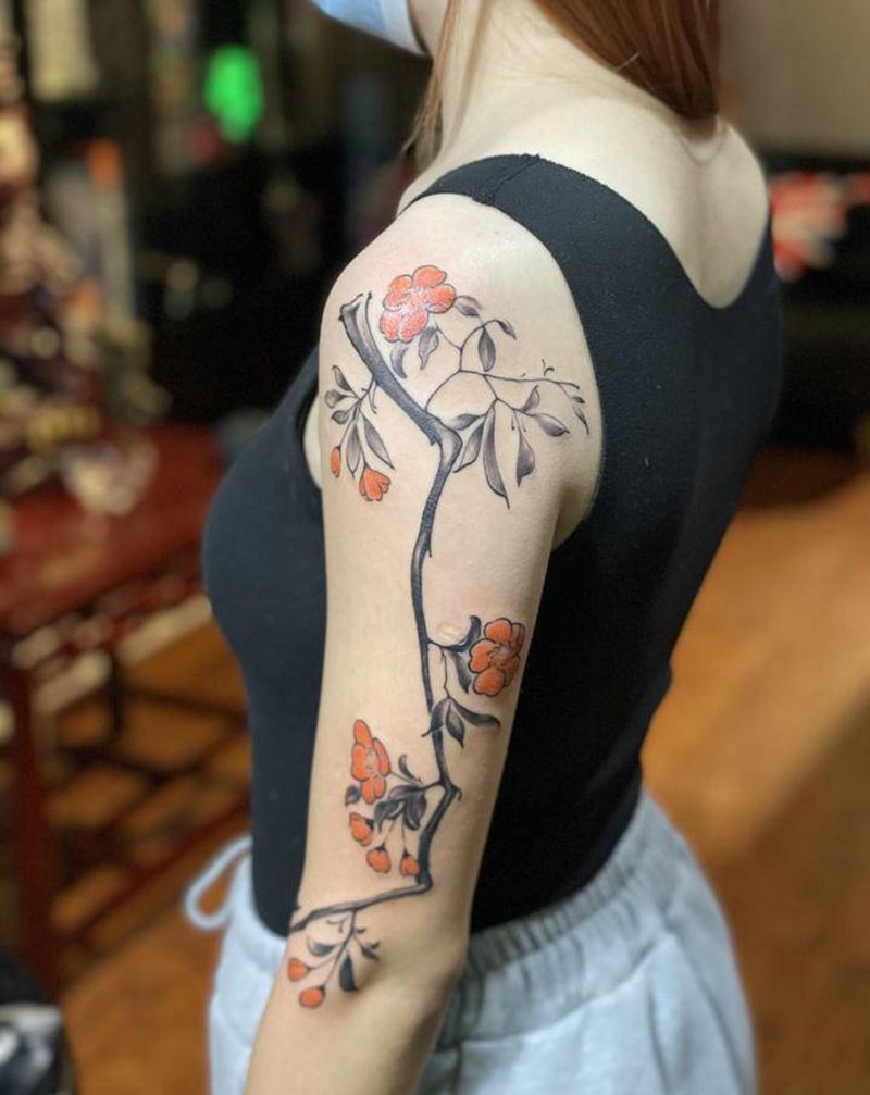 国画风纹身图片_手臂水墨纹身图案