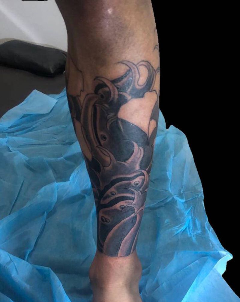 浪腿纹身图片_老传统新传统纹身图案