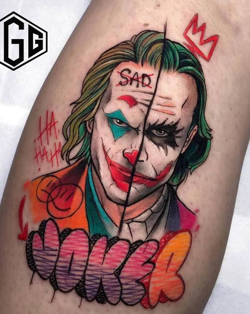 小丑纹身图片_欧美写实纹身图案