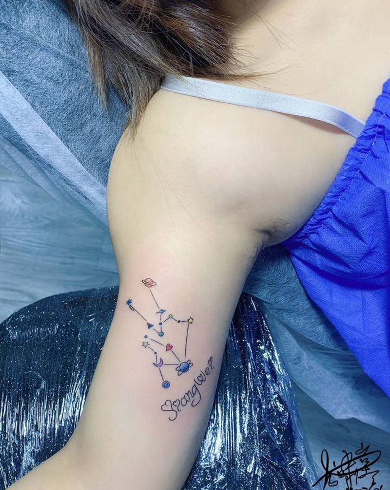 星座英文纹身图片_手臂小清新纹身图案