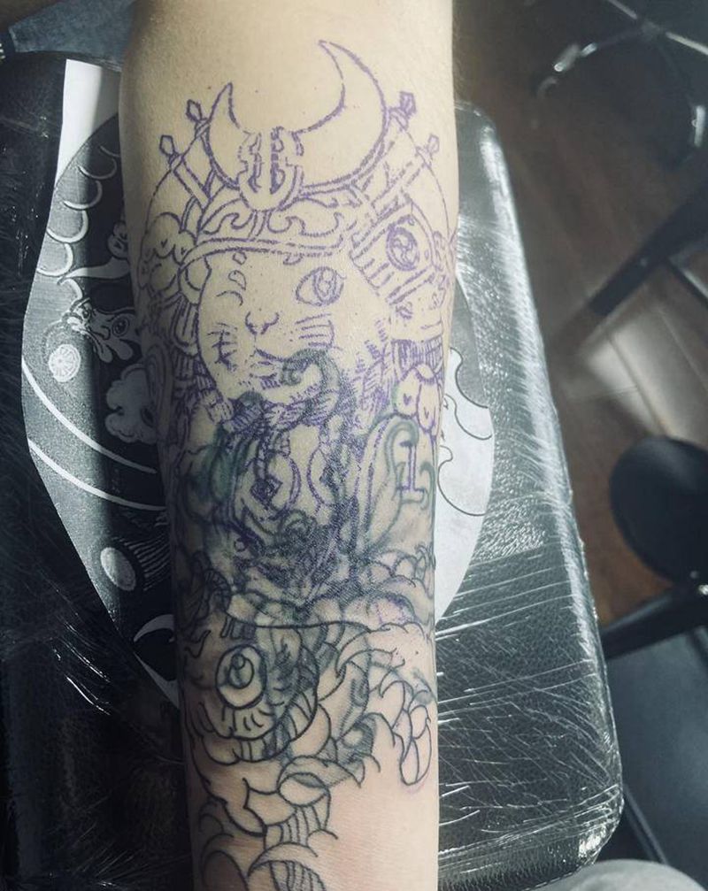 招财猫纹身图片_新传统老传统纹身图案