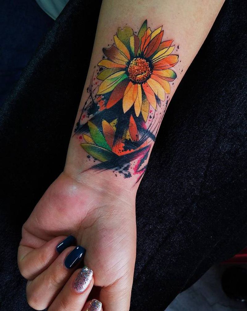 入目无他人纹身图片_手臂水墨水彩纹身图案