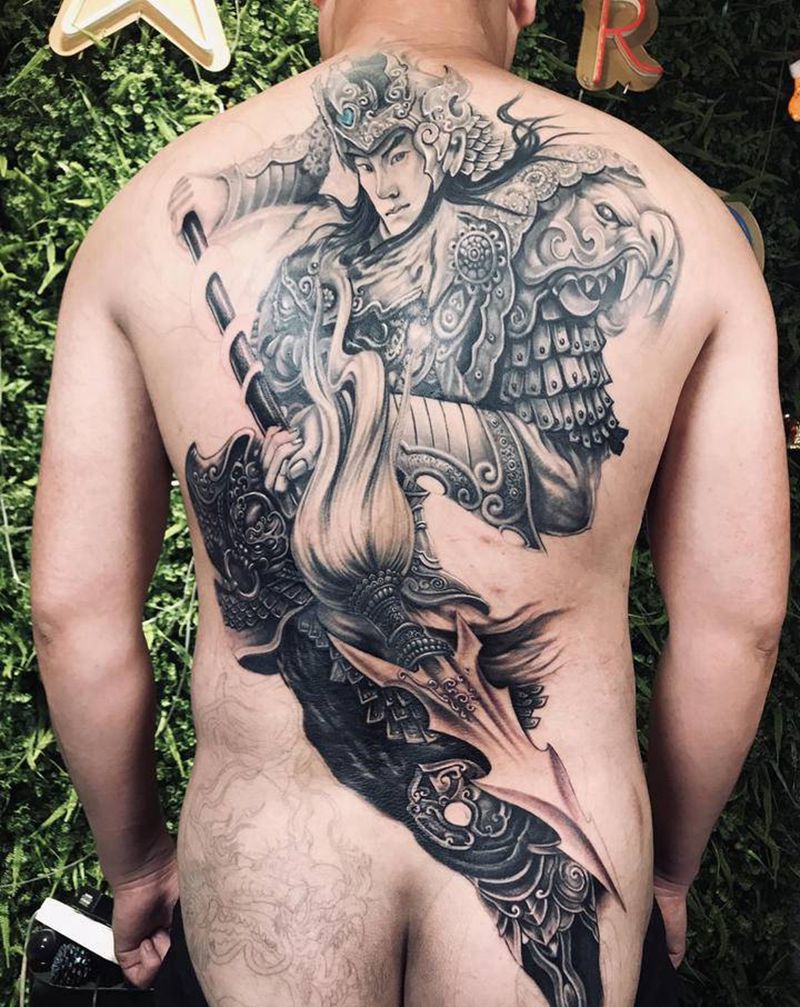 赵子龙待续纹身图片_背部臀部新传统纹身图案
