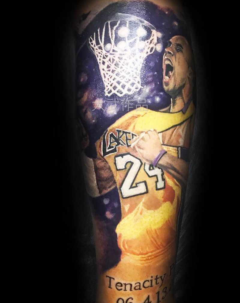 科比纹身图片_腿部欧美写实纹身图案