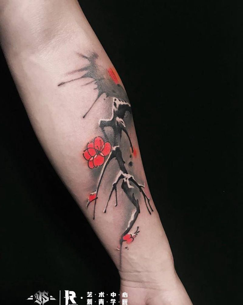 国风小清新纹身图片_手臂新传统水墨纹身图案