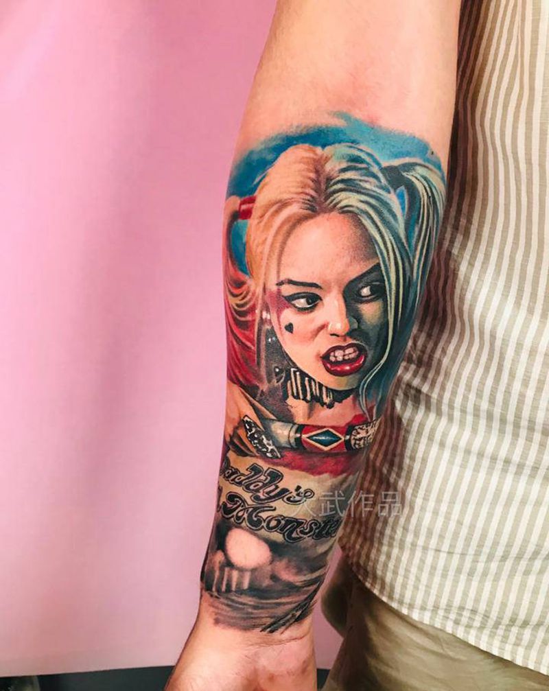 小丑女Harley纹身图片_手臂欧美写实彩色写实欧美写实纹身图案