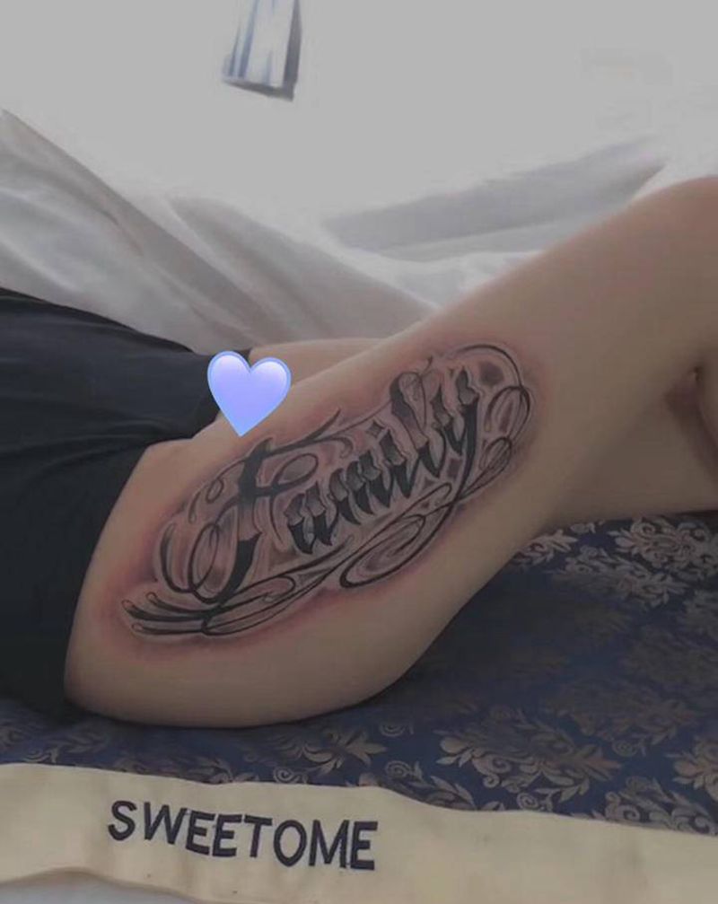 奇卡诺字体纹身图片_腿部花体字纹身图案