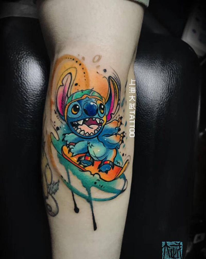 史迪奇纹身图片_手臂New School纹身图案