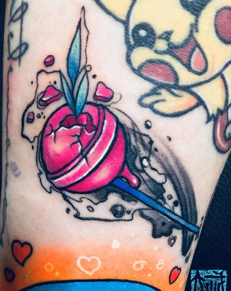 棒棒糖纹身图片_手臂New School纹身图案