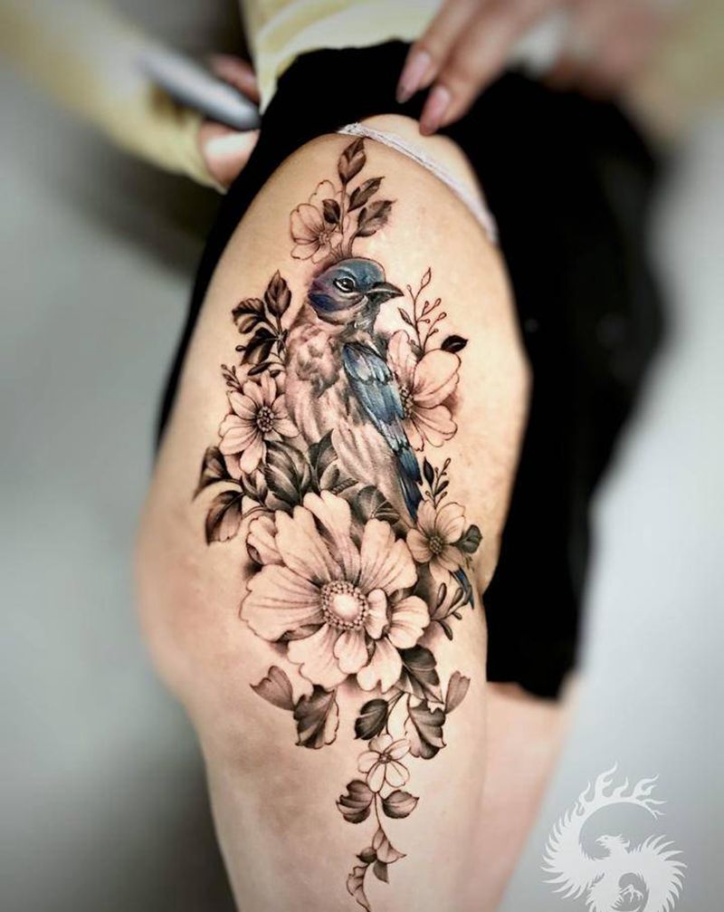 素花纹身图片_点刺纹身图案