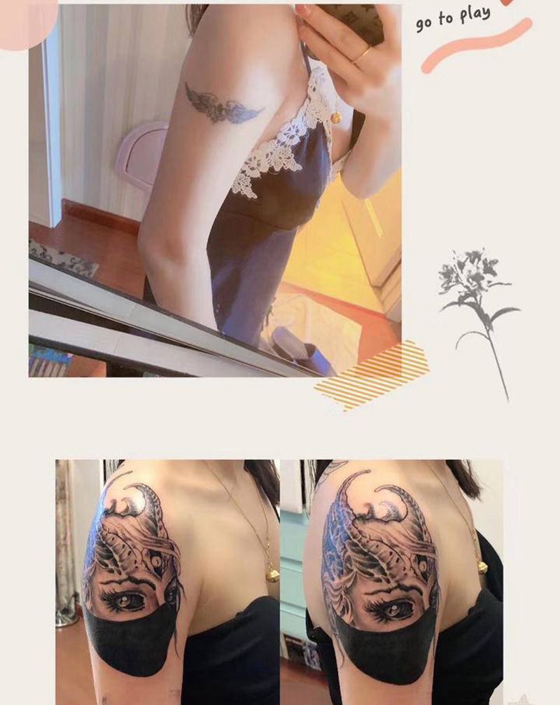 遮盖纹身图片_肩部纹身图案