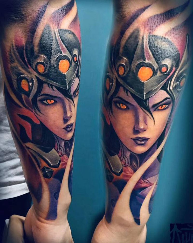 守望先锋之黑百合纹身图片_手臂欧美写实纹身图案