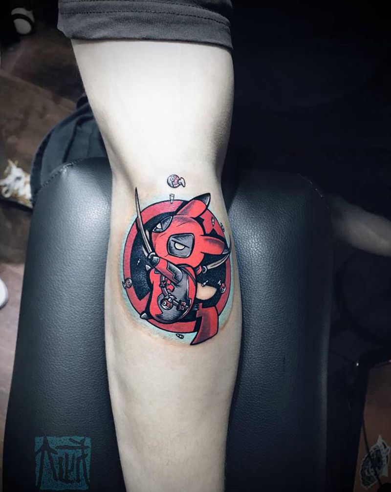 死侍与比卡丘纹身图片_手臂New School比卡丘皮卡丘死侍纹身图案