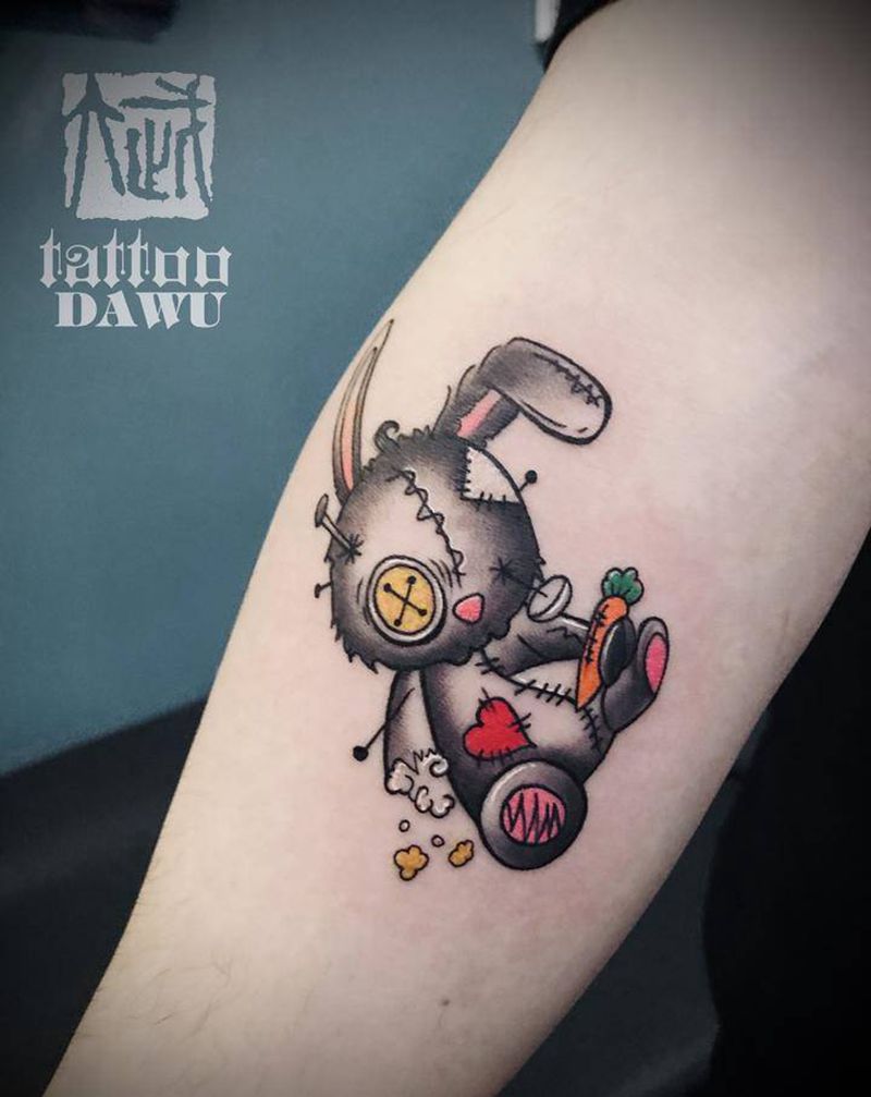 兔子纹身图片_手臂New School水彩兔子纹身图案