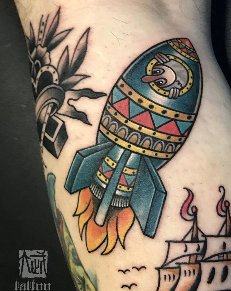 oldschool拼接小腿纹身图片_腿部手臂Old SchoolNew School纹身图案