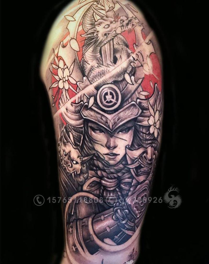 女武士纹身图片_手臂新传统纹身图案