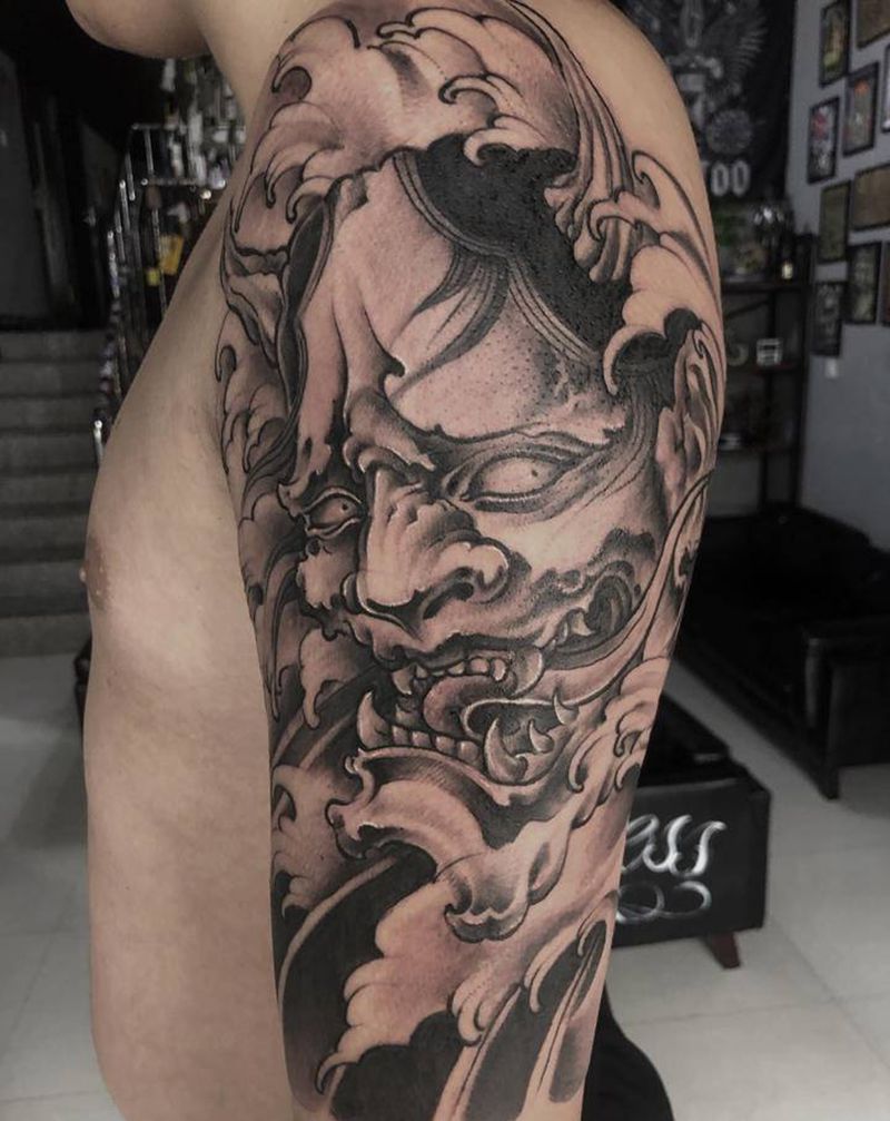 般若纹身图片_肩部腿部老传统新传统纹身图案