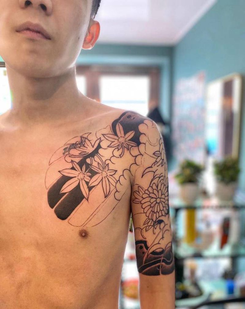 半甲纹身图片_老传统纹身图案