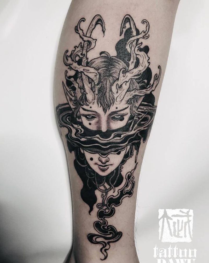 个性tattoo纹身图片_手臂腿部欧美写实素描纹身图案