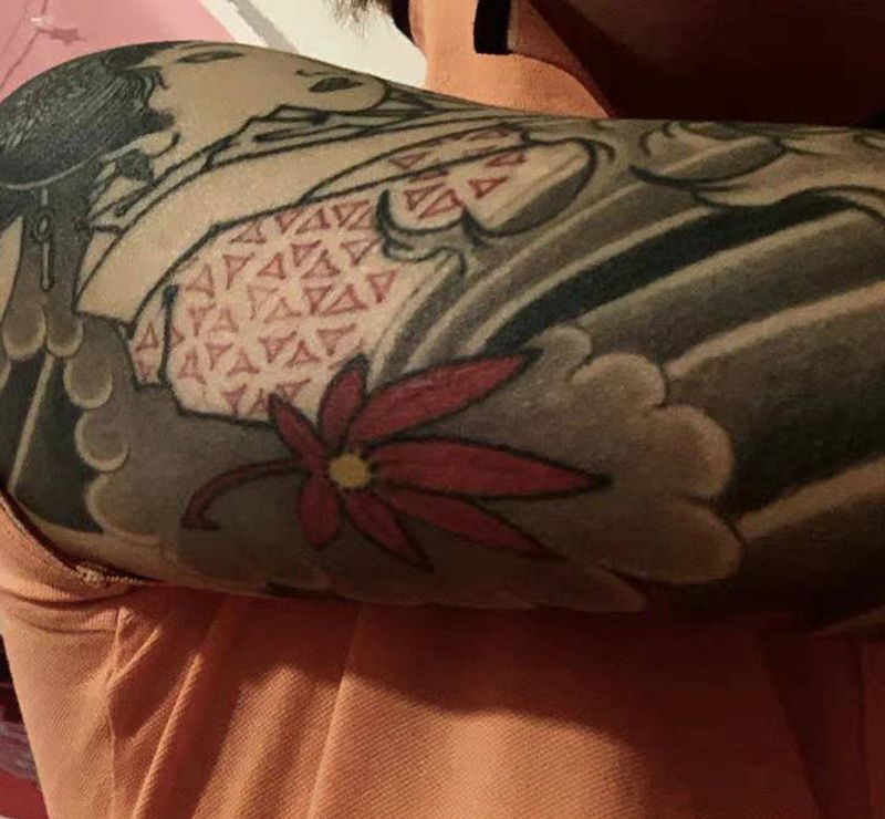 买家秀 老传统半甲恢复后效果纹身图片_胸部手臂老传统新传统纹身图案