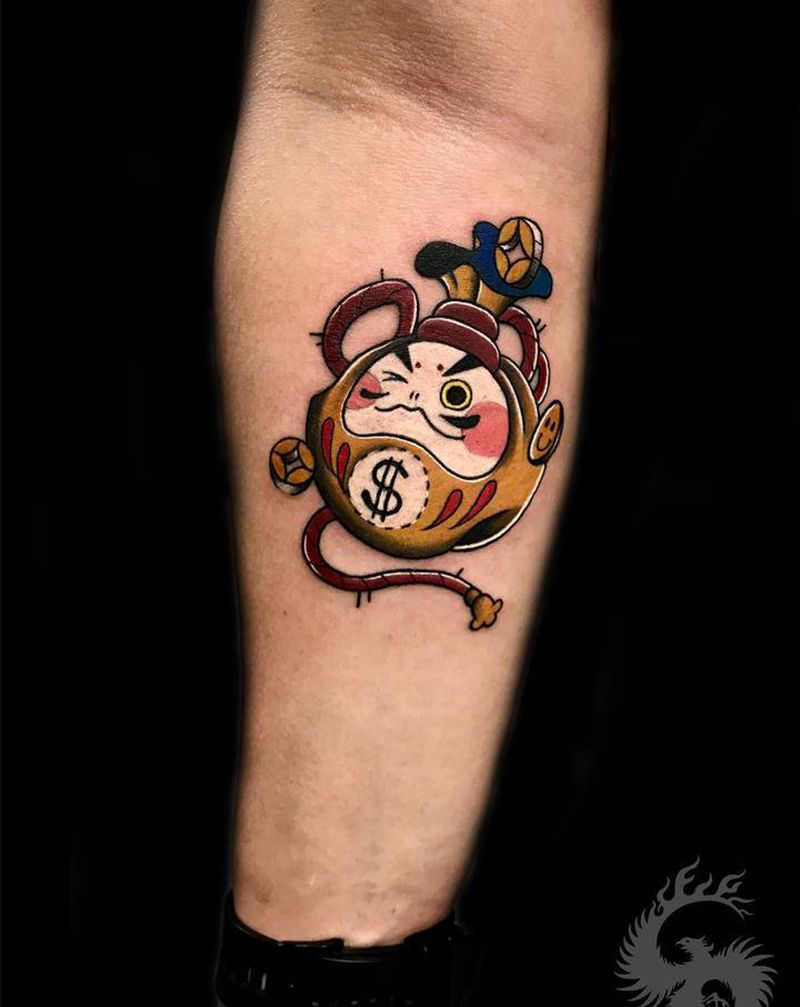 钱袋纹身图片_手臂老传统纹身图案