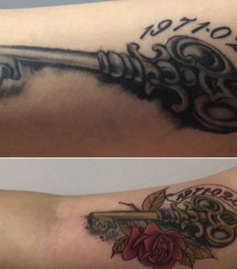 修改添加    钥匙纹身图片_手臂New School纹身图案