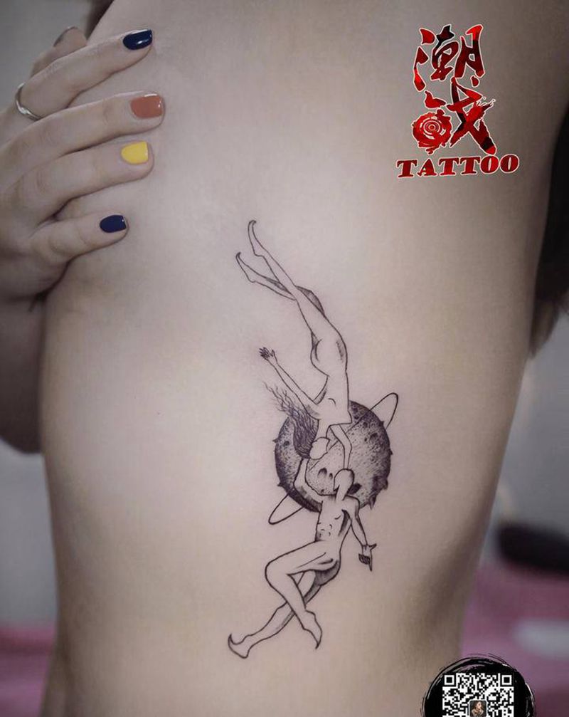 爱纹身图片_腹部腰部点刺纹身图案