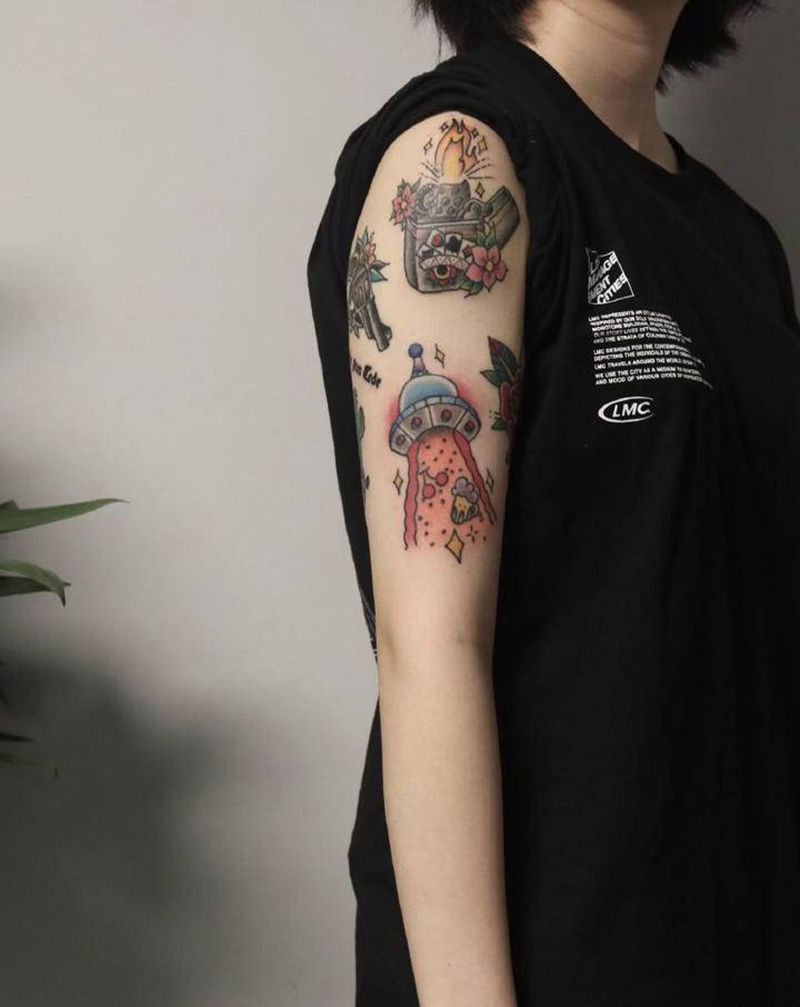 School纹身图片_手臂Old School纹身图案