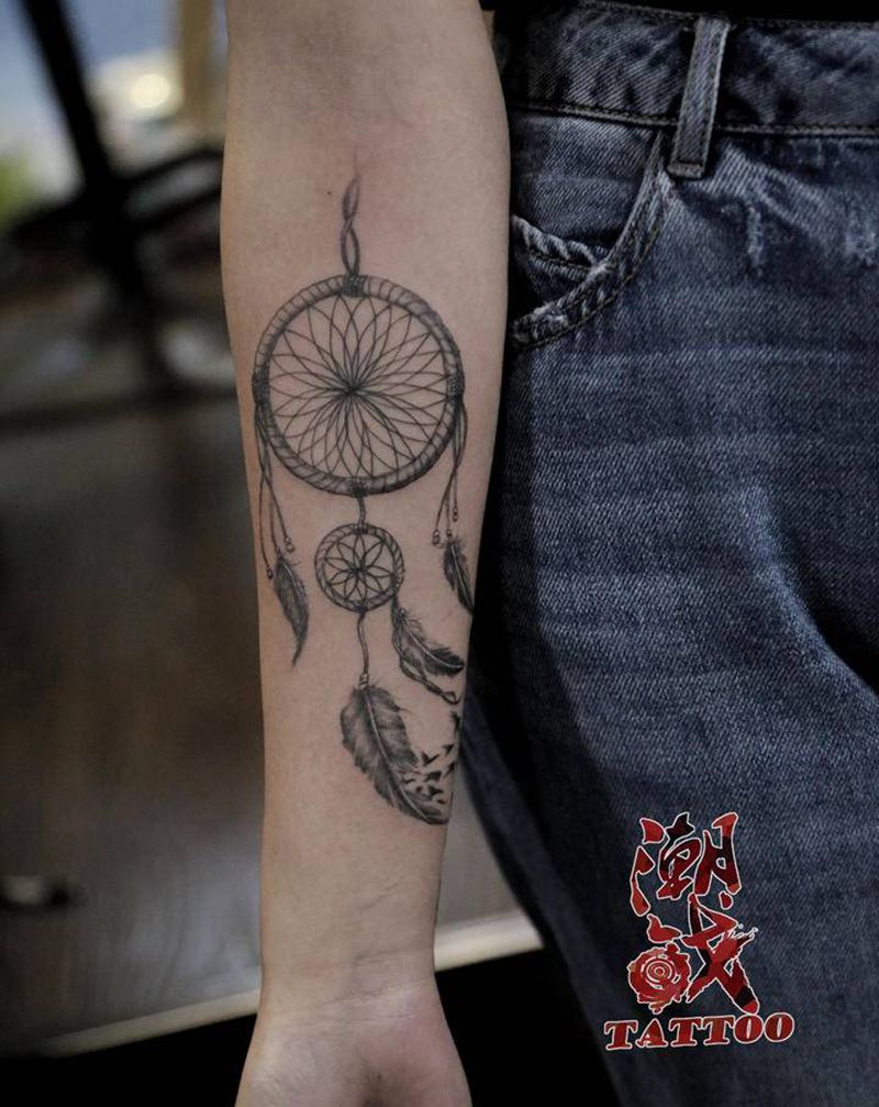 捕梦网纹身图片_手臂几何欧美写实捕梦网纹身图案