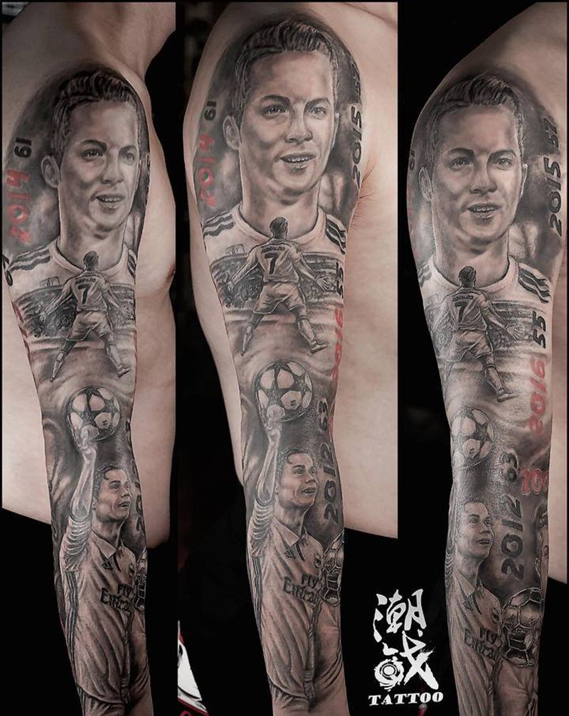 我的爱豆纹身图片_手臂欧美写实花臂纹身图案