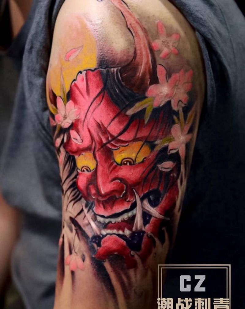 般若纹身图片_手臂新传统New School般若纹身图案