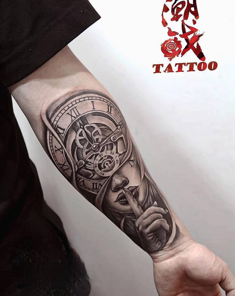 嘘～纹身图片_手臂欧美写实纹身图案