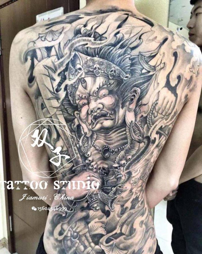 大黑天纹身图片_新传统纹身图案