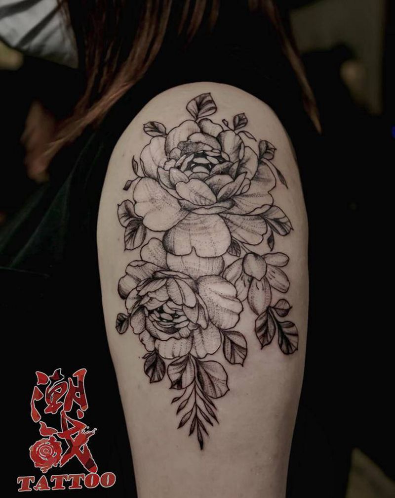 素雅花纹身图片_手臂点刺欧美写实花纹身图案