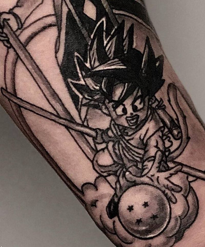 七龙珠小悟空纹身图片_手臂卡通纹身图案