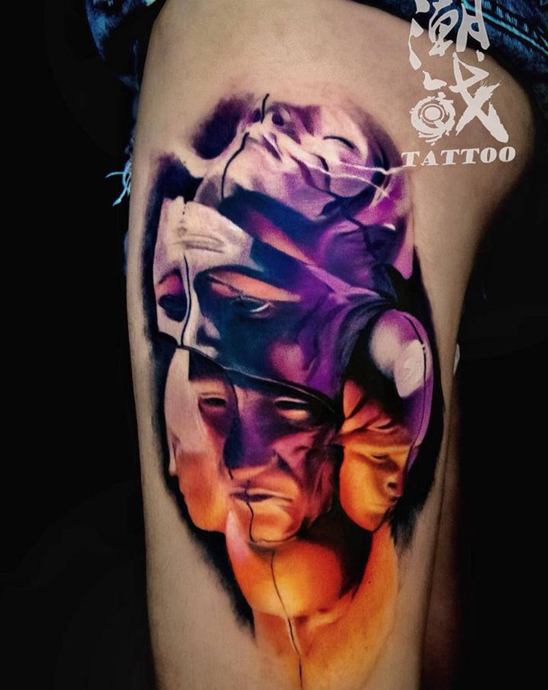 释放纹身图片_腿部欧美写实纹身图案