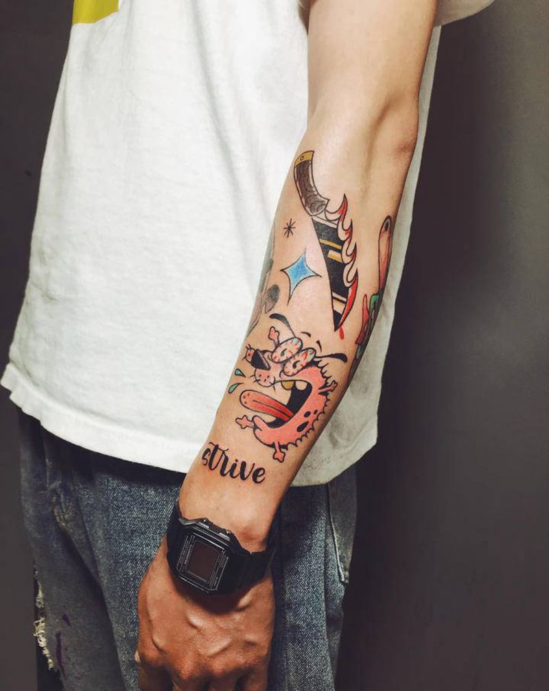 School欧美拼接花臂!纹身图片_手臂Old SchoolNew School纹身图案