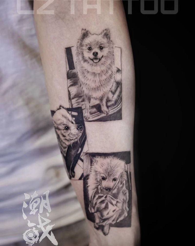 宠物纹身纹身图片_手臂欧美写实狗狗纹身图案