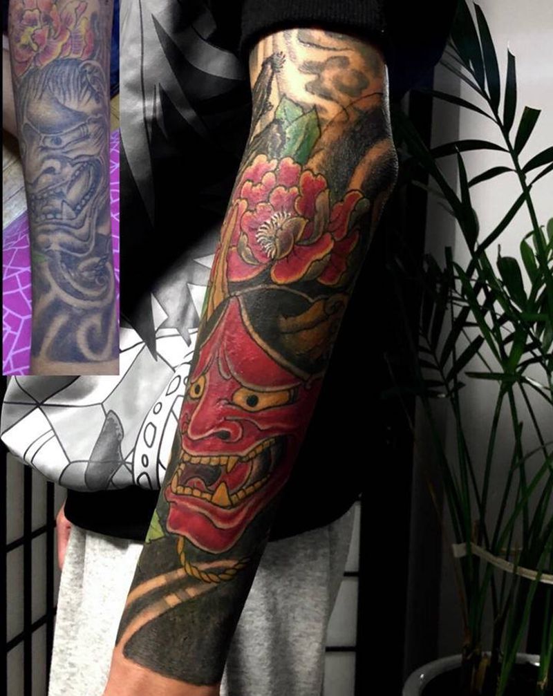 暴力遮盖纹身图片_手臂新传统纹身图案