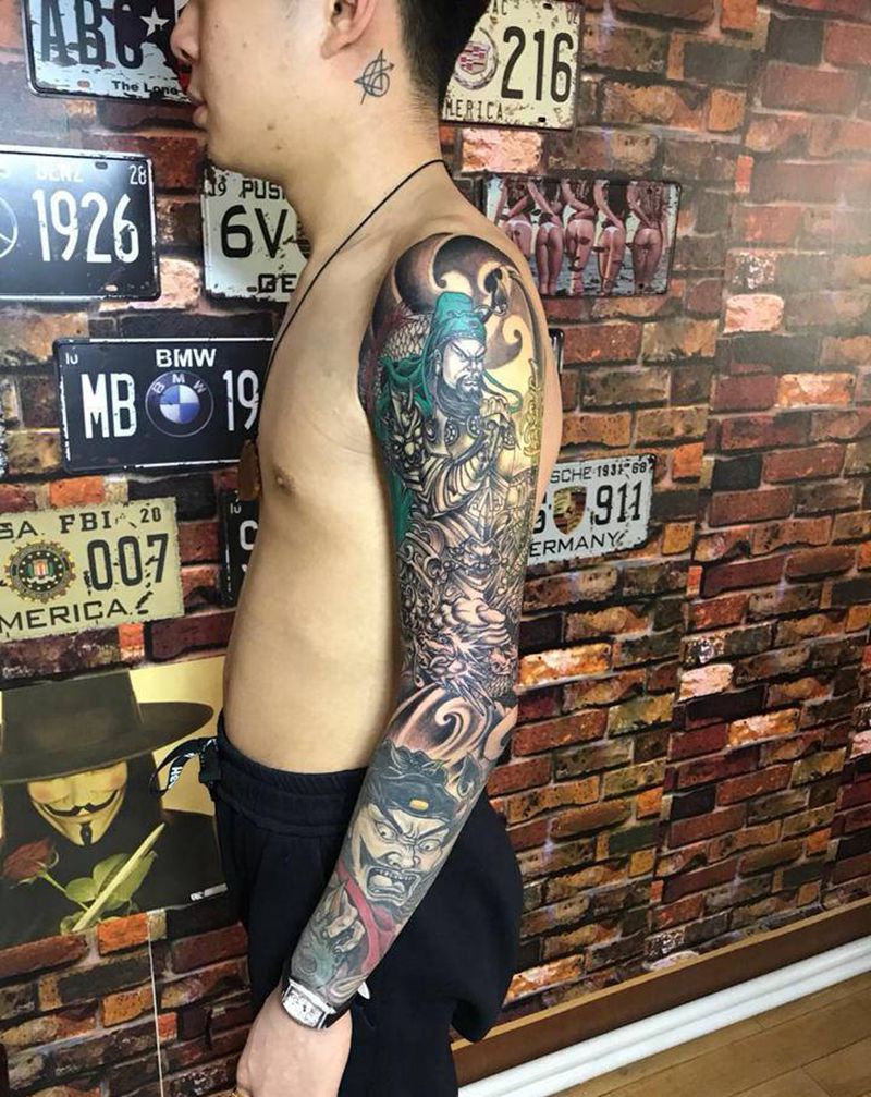 关羽.钟馗.花臂纹身图片_手臂纹身图案